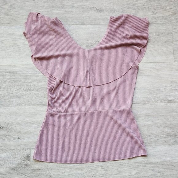 Adrianna Papell Shirt Womens Medium Short Sleeves Drape Flowy Top - Picture 9 of 11